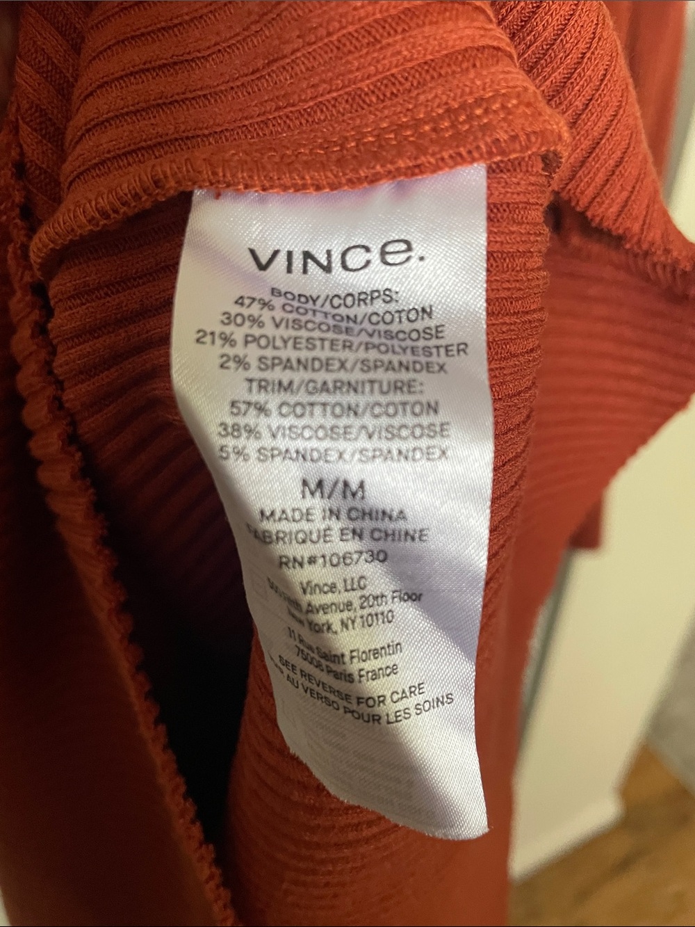 Vince Medium Fall Rust Scoop Neck Ribbed Sweater Long Sleeve Dress Versatile - Picture 3 of 7